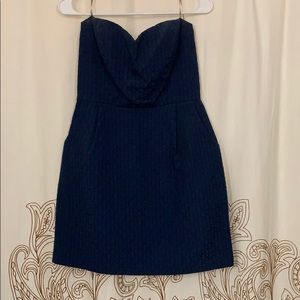 Cute Navy Blue Strapless Cocktail Dress